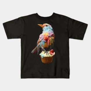 Ice Cream Bird on Cupcake. Kids T-Shirt